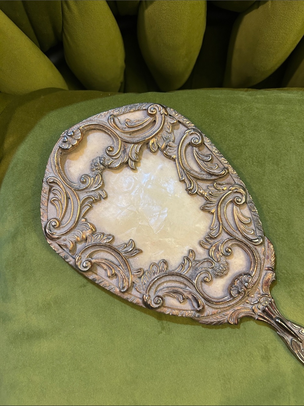 Mirror Vintage Antique Ornate Hand mirror, 14” - Picture 3 of 7